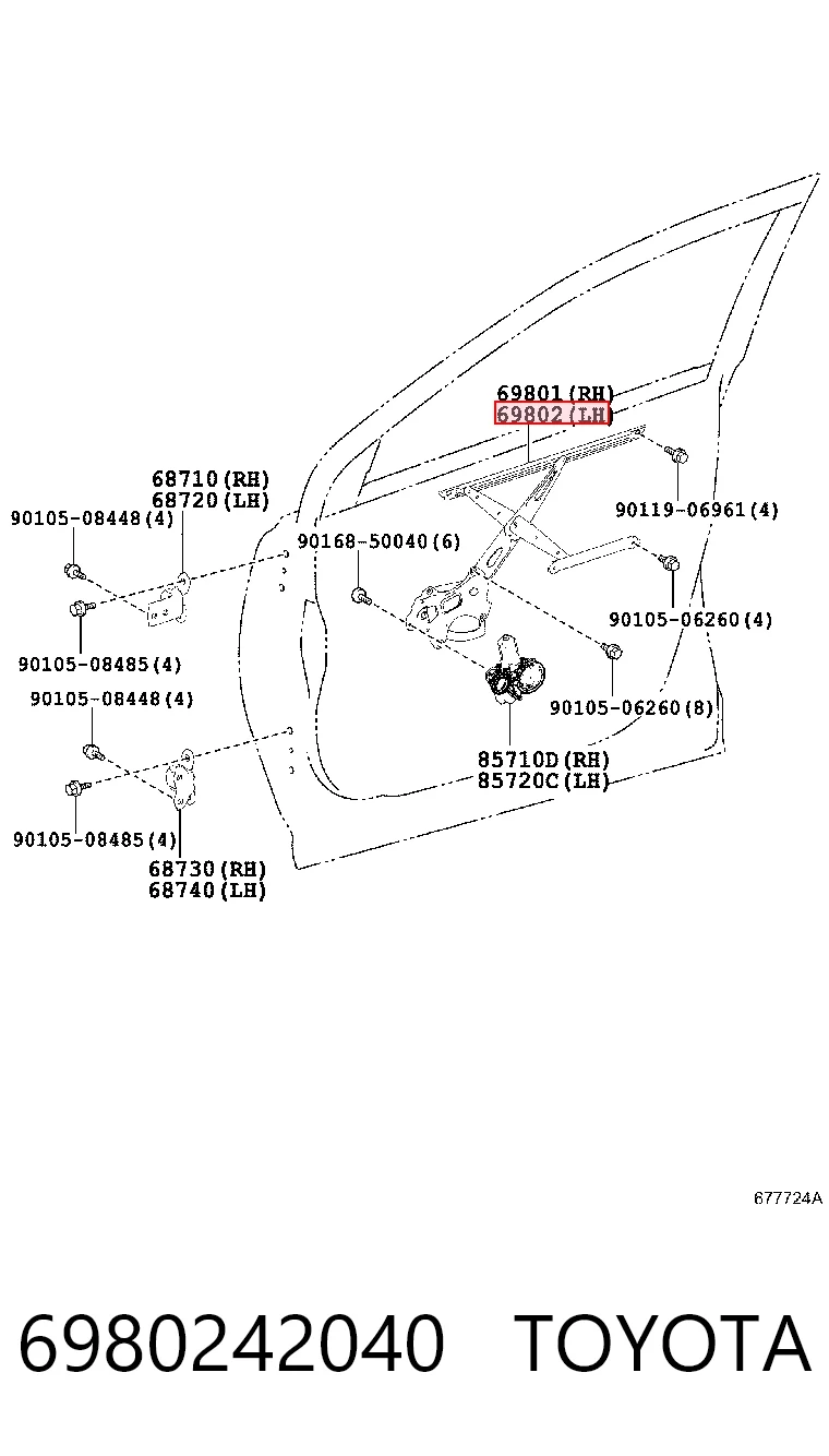 Do koszyka Mechanizm podnoszenia szyby drzwi przednich lewych Toyota RAV4 IV A4