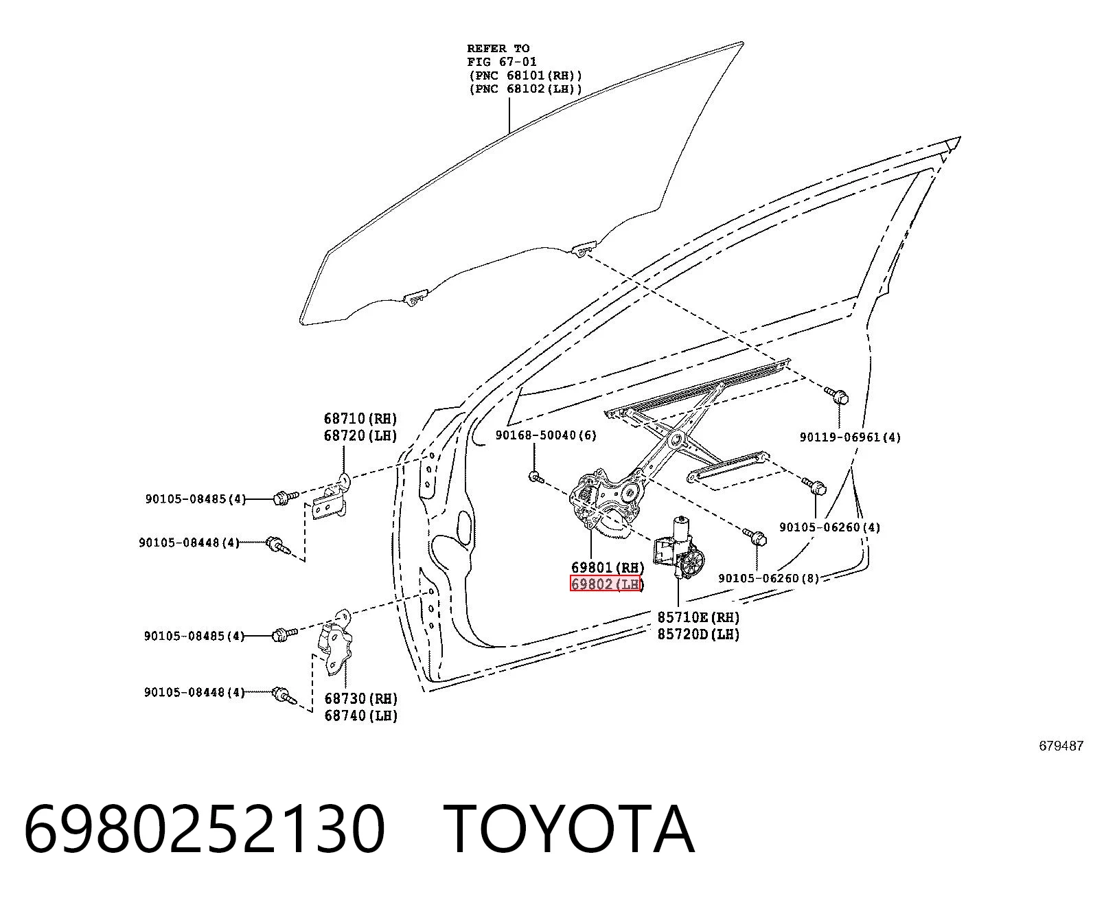 Do koszyka Mechanizm podnoszenia szyby drzwi przednich lewych Toyota Camry VII V50
