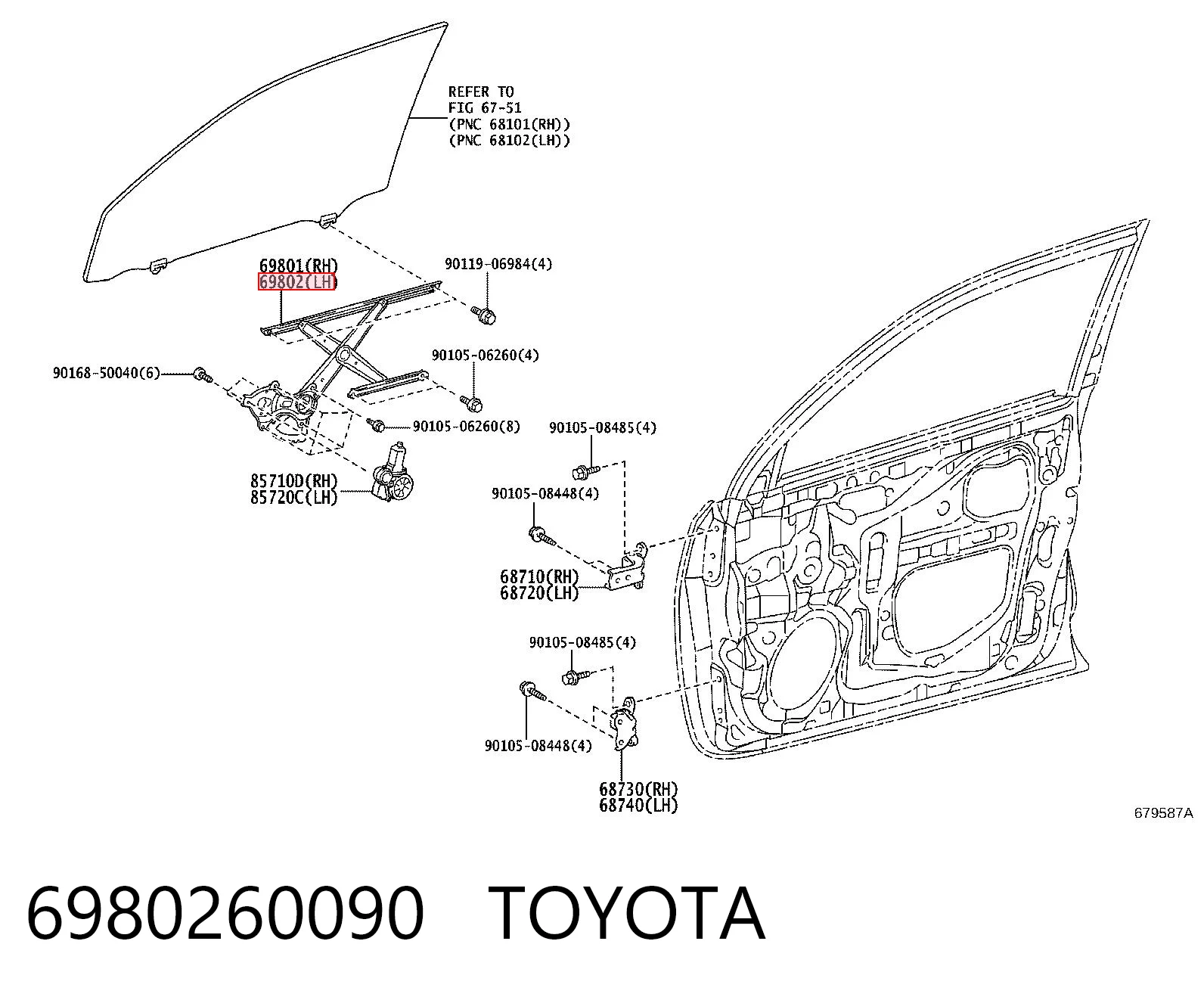 Mechanizm podnoszenia szyby drzwi przednich lewych do Toyota Land Cruiser PRADO J150