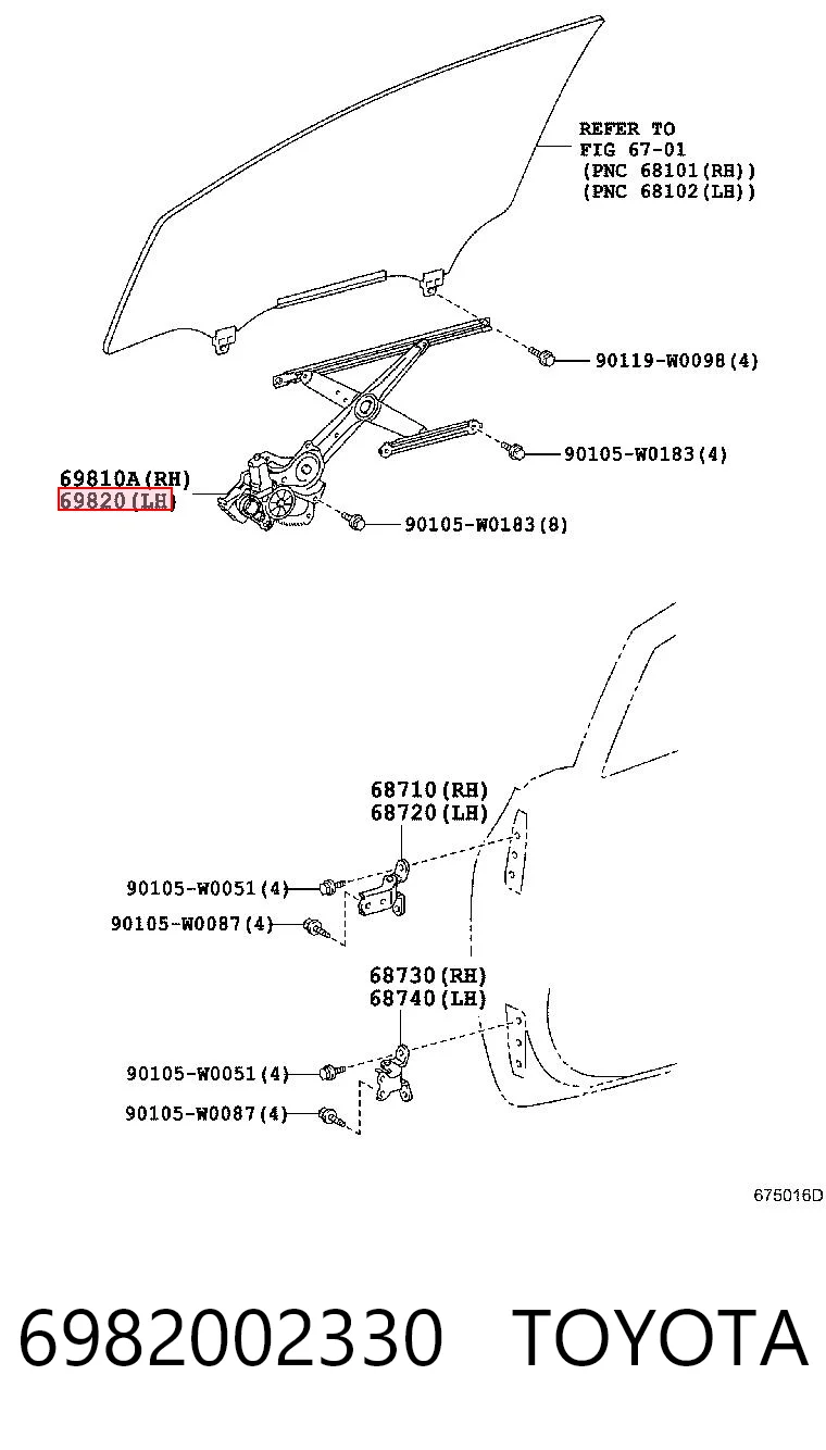 Mechanizm podnoszenia szyby drzwi przednich lewych do Toyota Auris UKP E15