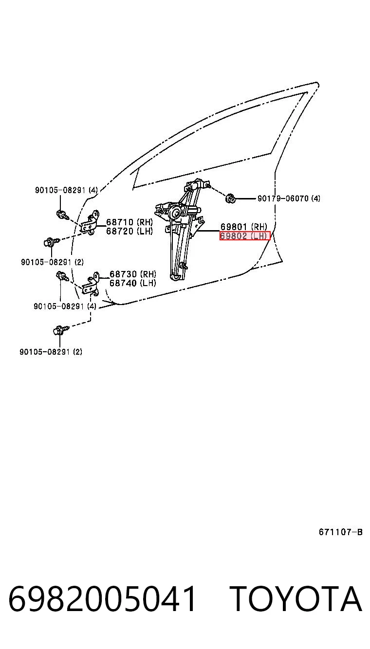 Do koszyka Mechanizm podnoszenia szyby drzwi przednich lewych Toyota Avensis I T22