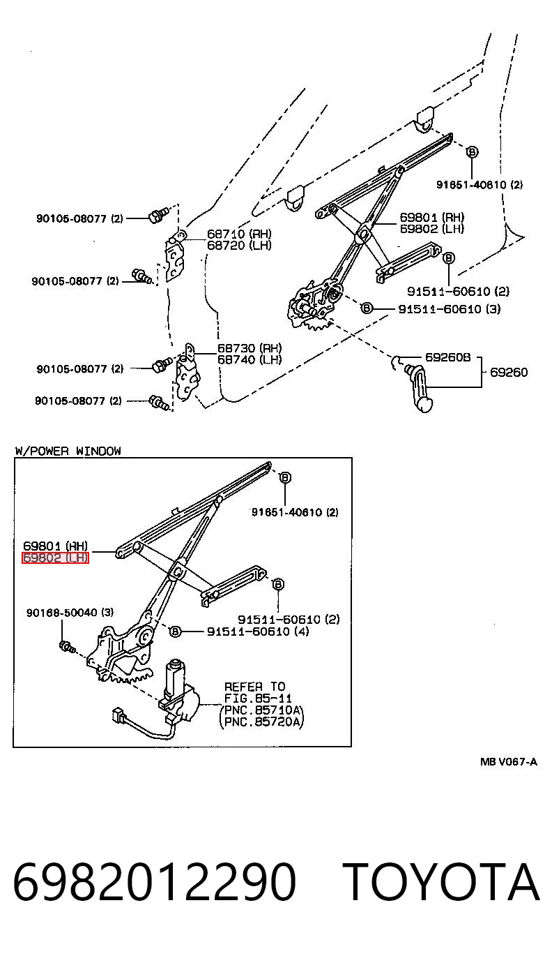 Kupić Mechanizm podnoszenia szyby drzwi przednich lewych Toyota Corolla E9 w dobrej cenie