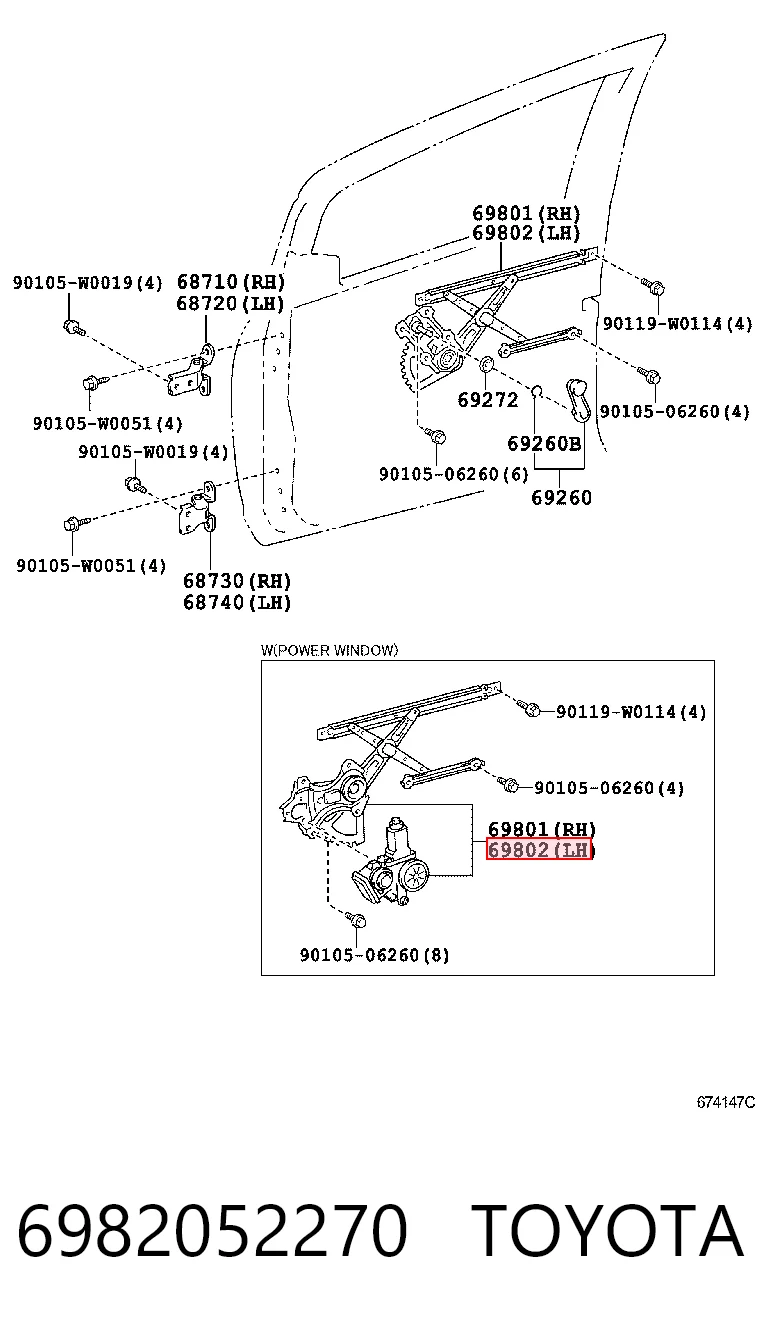 Mechanizm podnoszenia szyby drzwi przednich lewych Toyota Yaris 