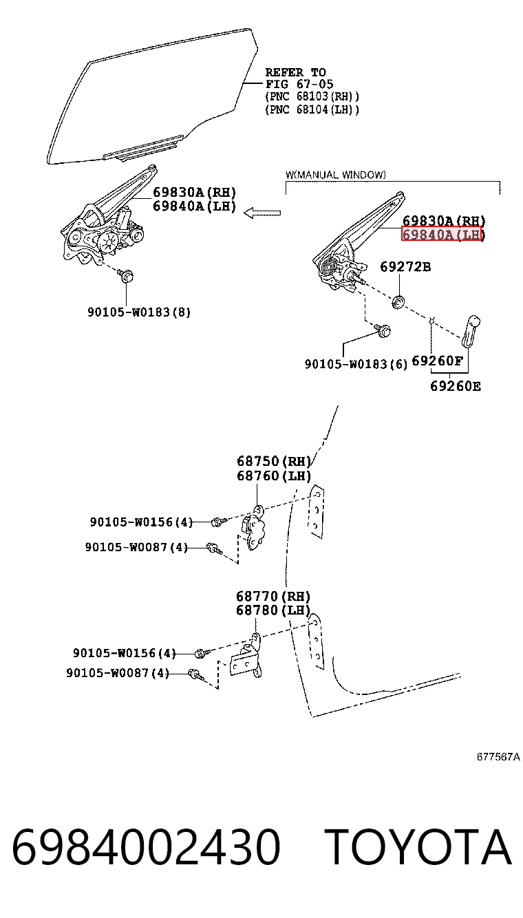 Mechanizm podnoszenia szyby drzwi przednich prawych do Toyota Avensis III T27