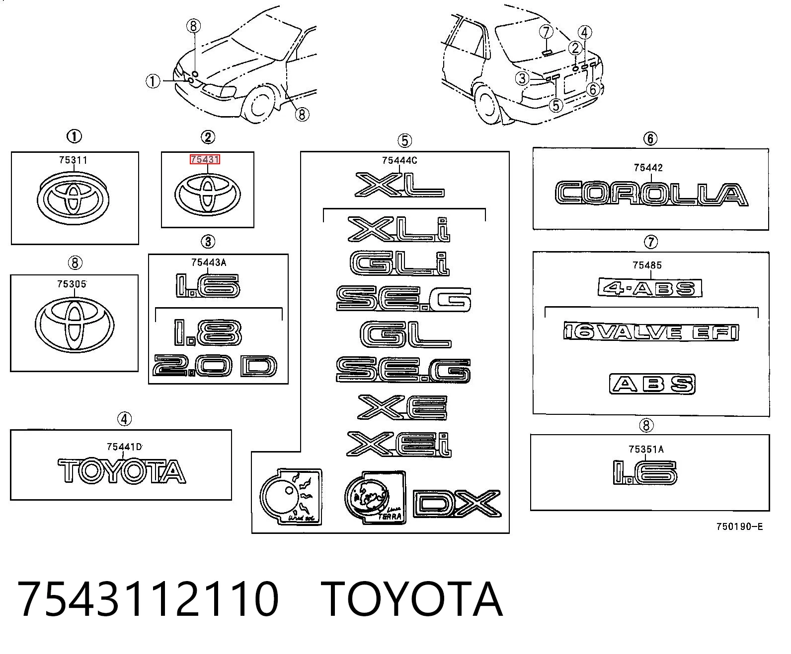 Kupić Emblemat na klapę bagaznika (znaczek firmowy) Toyota Corolla  E11 w dobrej cenie