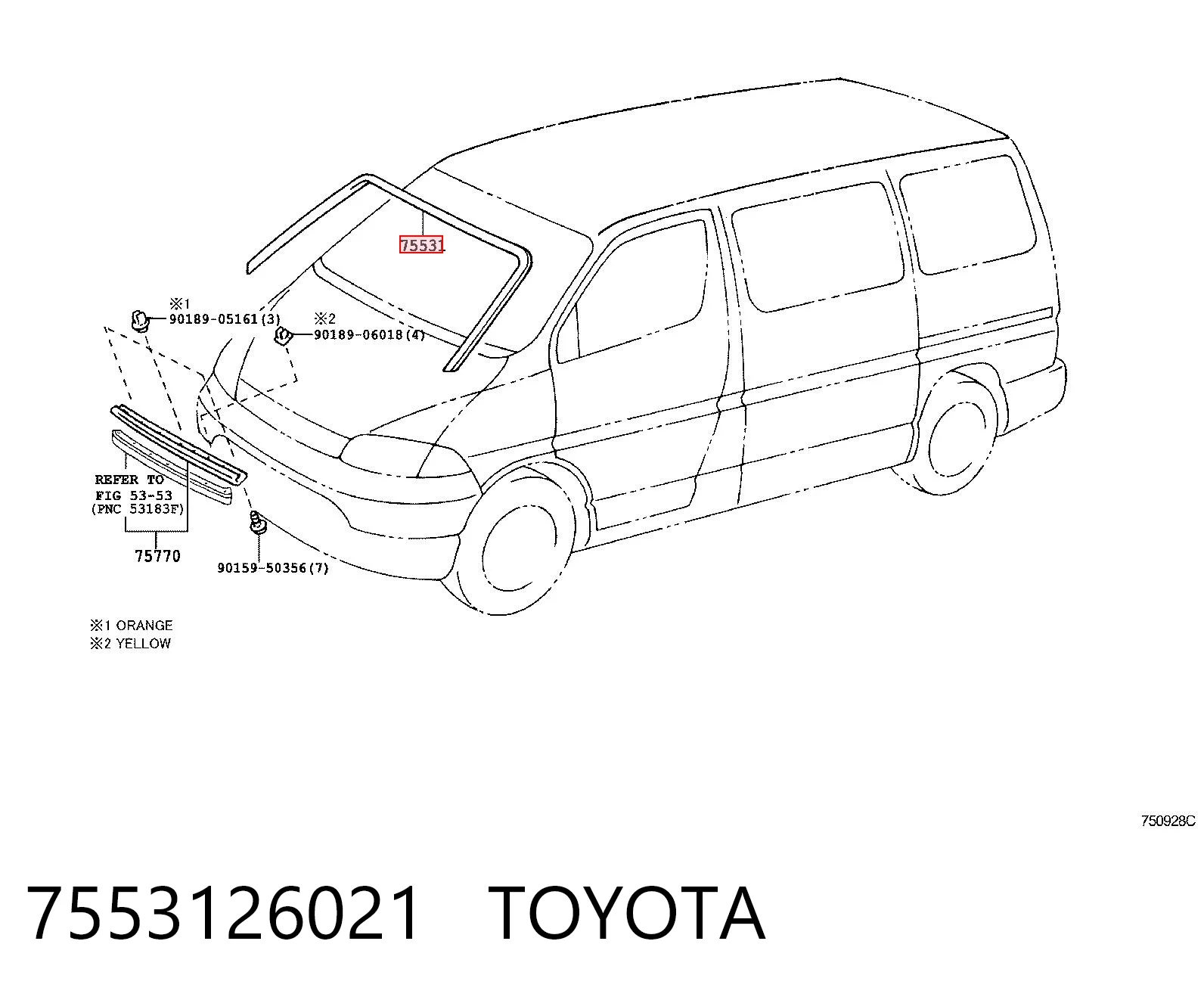 Listwa ochronna szyby przedniej do Toyota Hiace IV H1, H2