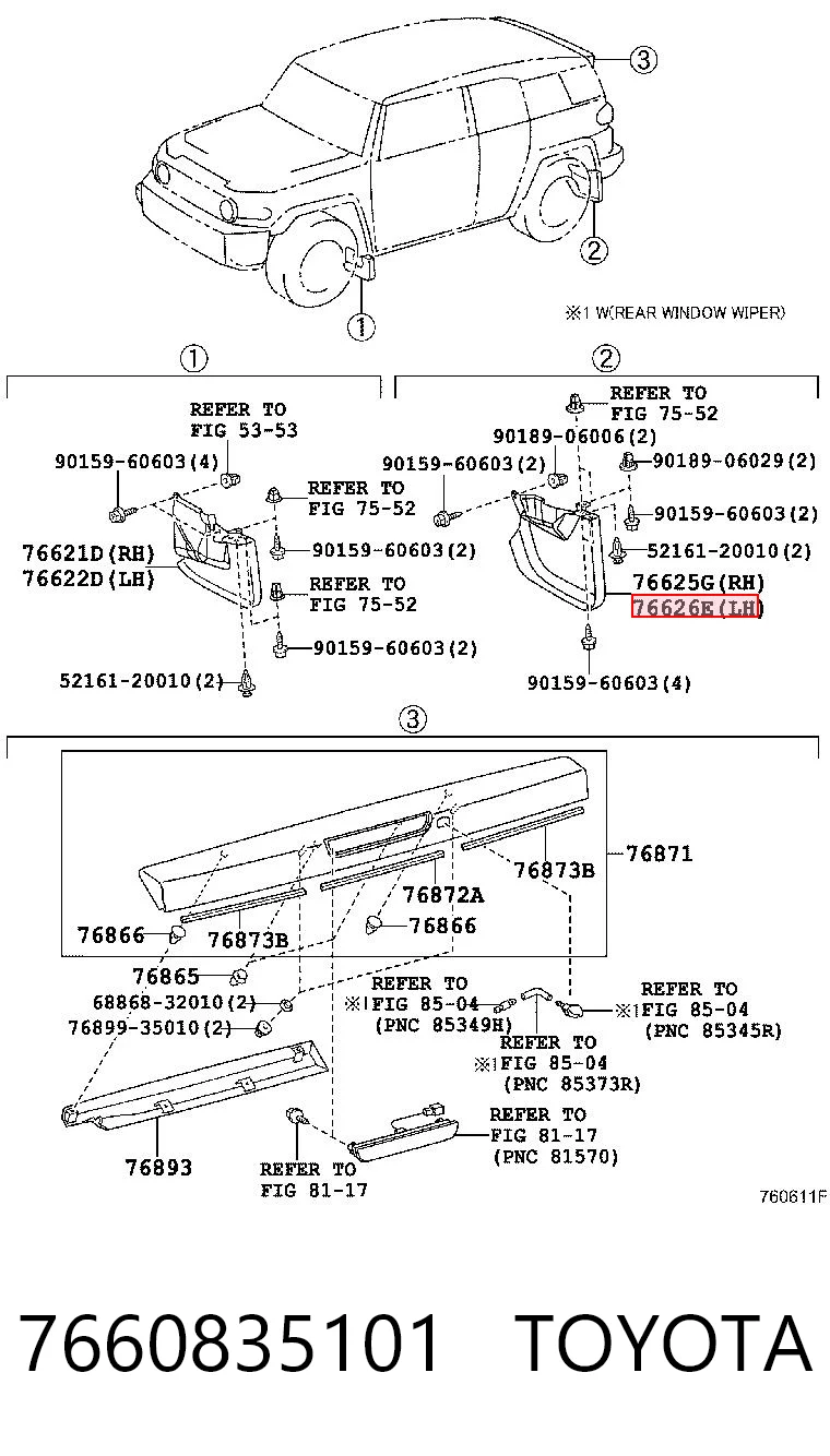 7660835101 Toyota Chlapacz tylny lewy
