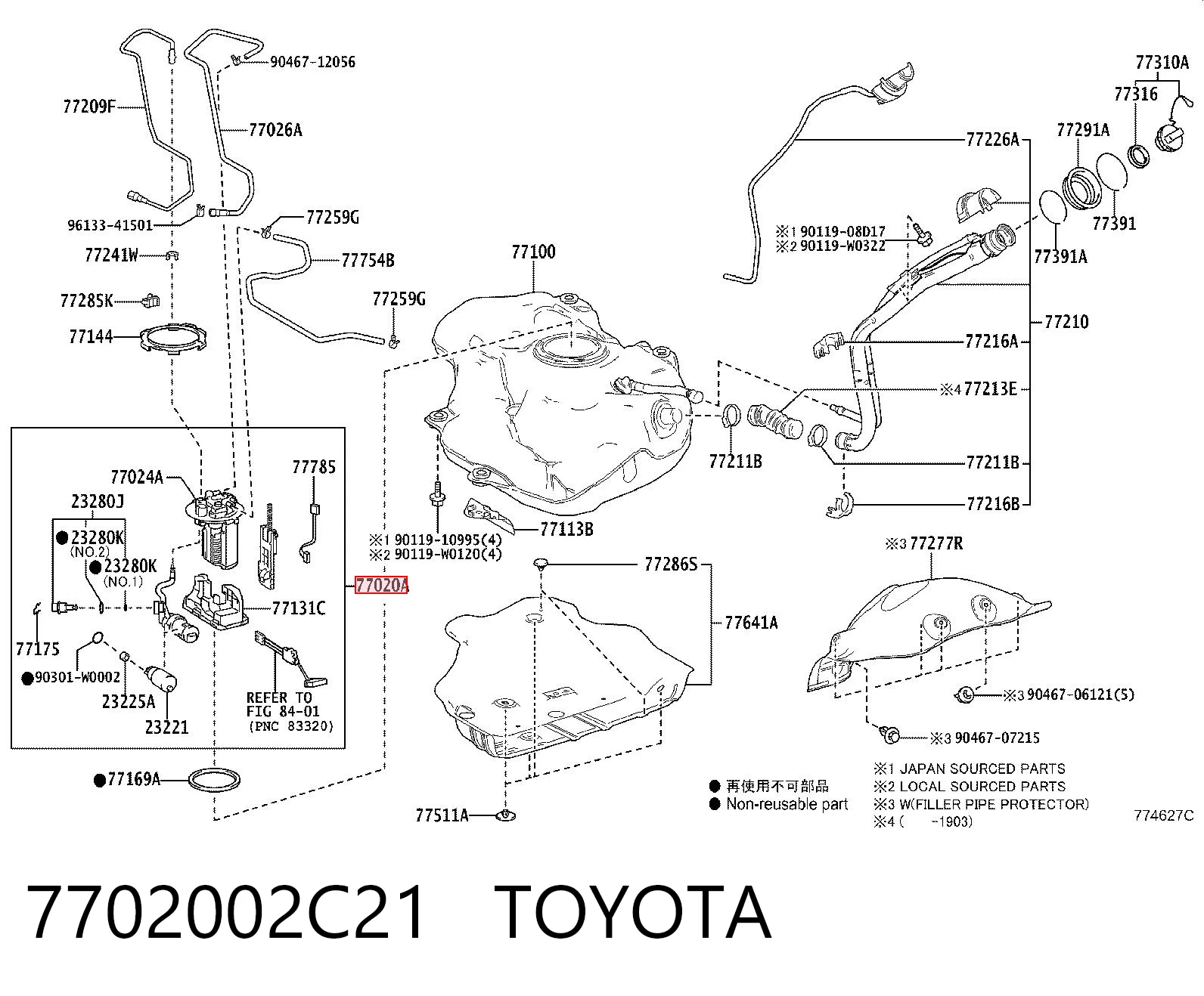 7702002C21 Toyota Moduł pompy paliwowej z czujnikiem poziomu paliwa