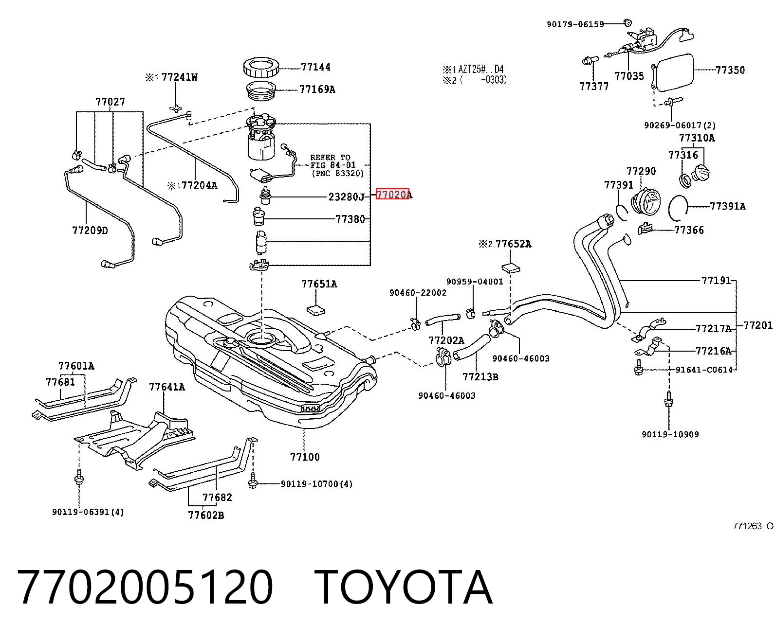 7702005120 Toyota Moduł pompy paliwowej z czujnikiem poziomu paliwa
