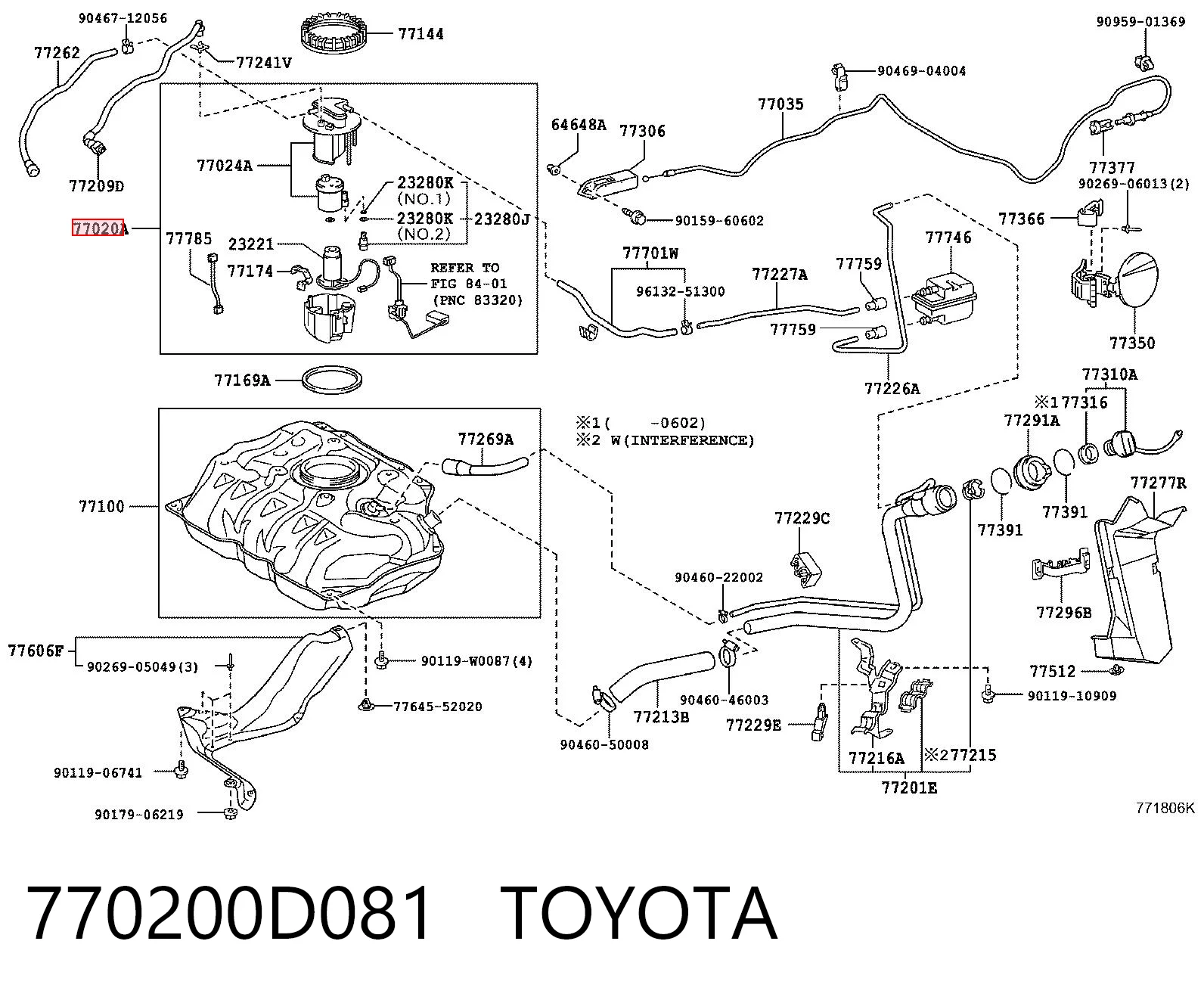 770200D081 Toyota Moduł pompy paliwowej z czujnikiem poziomu paliwa