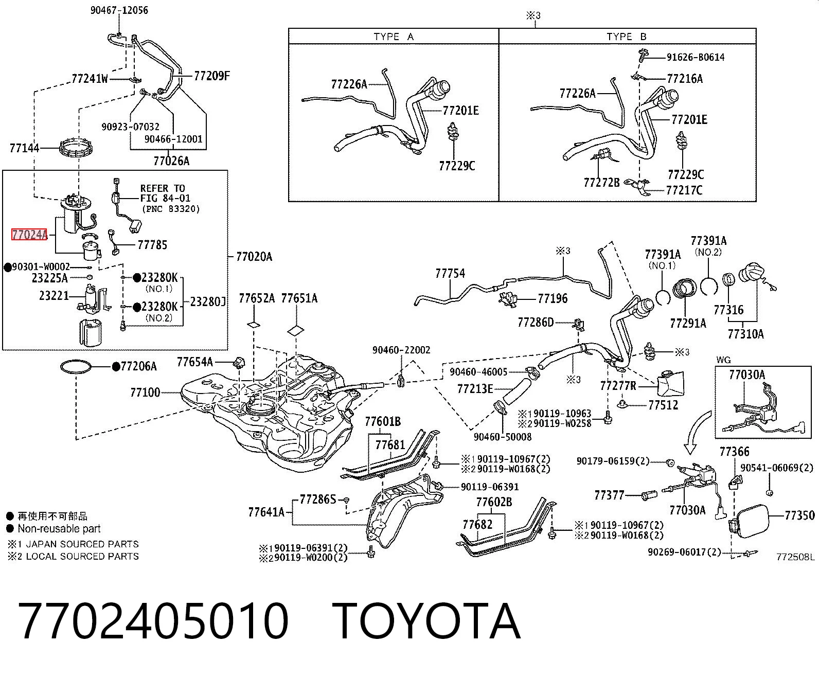 7702405010 Toyota Filtr paliwa