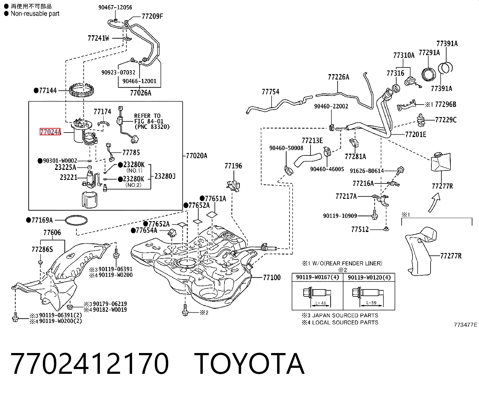 7702412170 Toyota Filtr paliwa