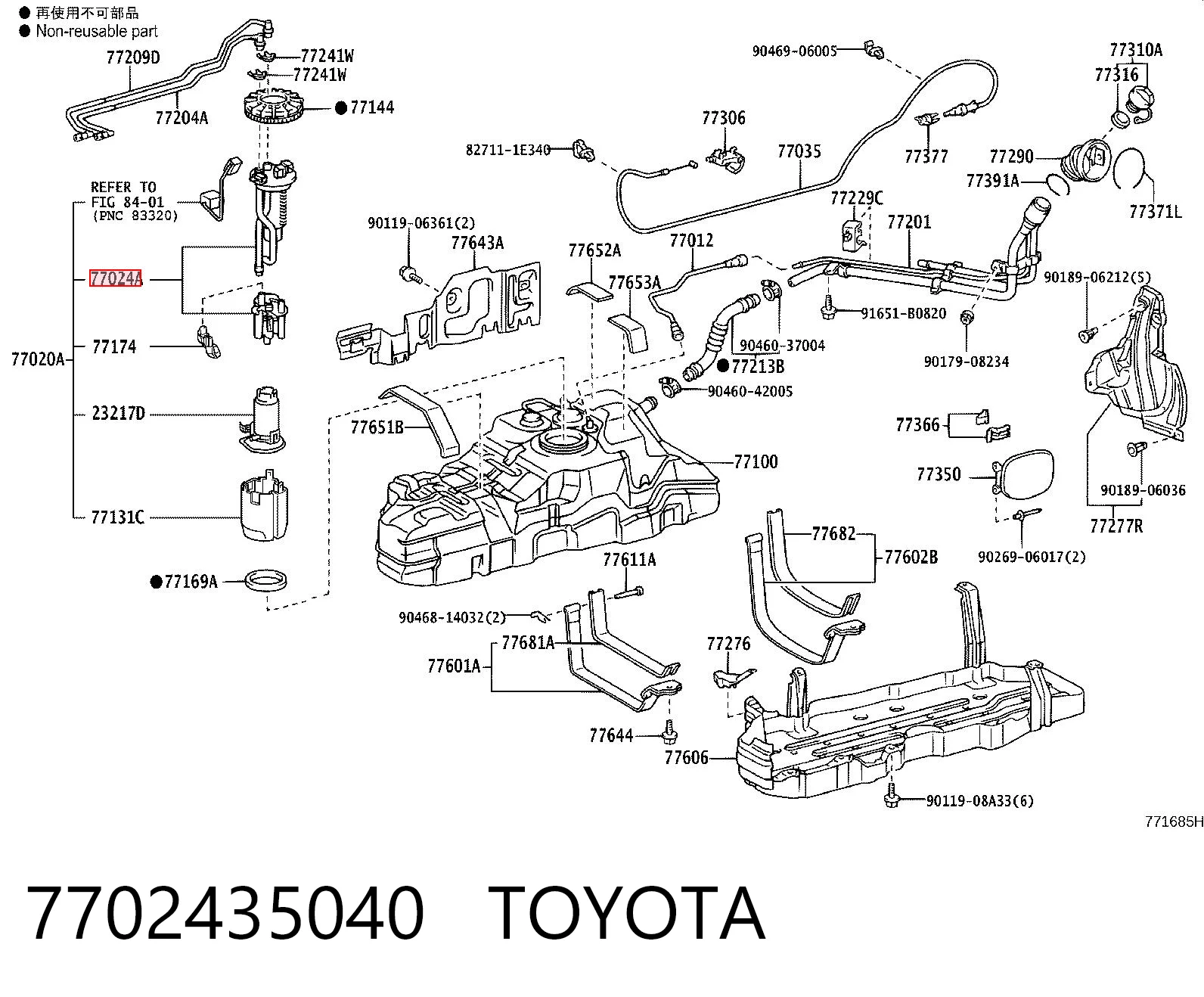 7702435040 Toyota Filtr paliwa