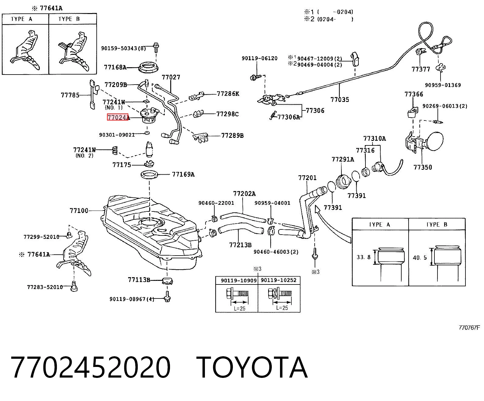 7702452020 Toyota Czujnik poziomu paliwa w zbiorniku
