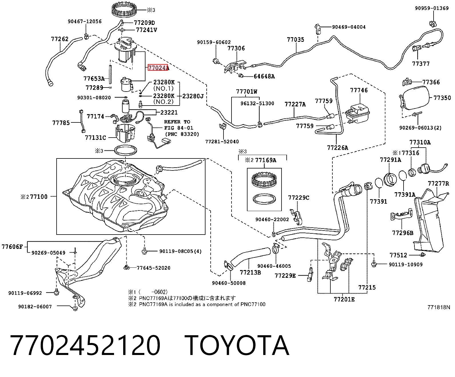 7702452120 Toyota Filtr paliwa