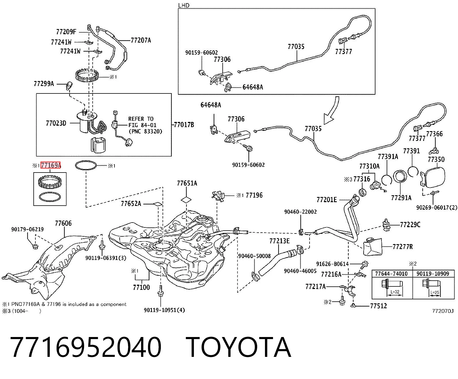 7716952040 Toyota Pokrywa pompy paliwowej