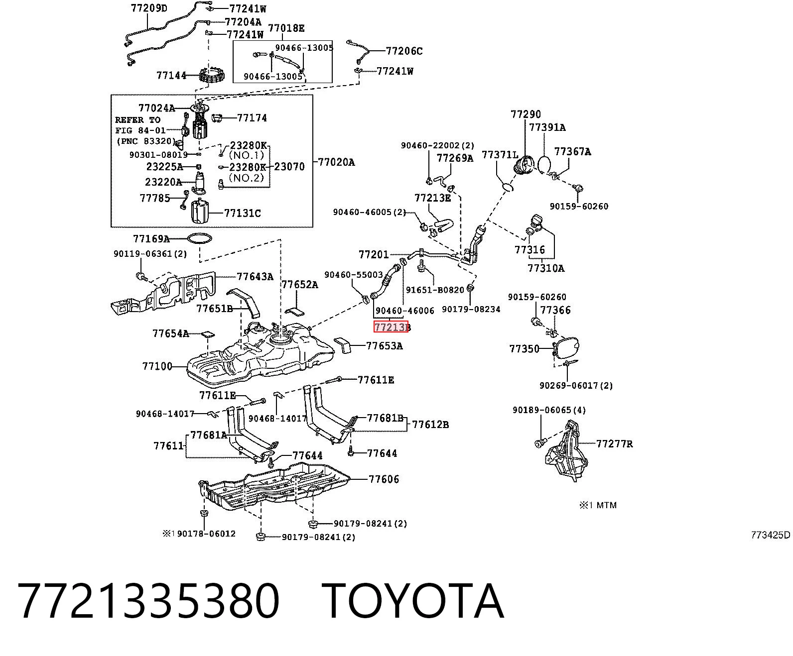 7721335380 Toyota Dolna elastyczna wkładka wlewowa paliwa