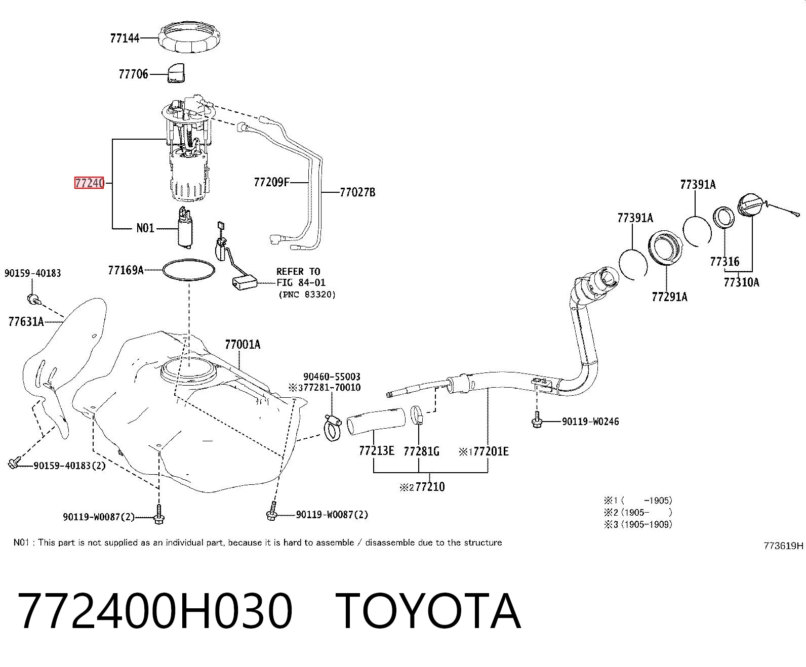 772400H030 Toyota Moduł pompy paliwowej z czujnikiem poziomu paliwa
