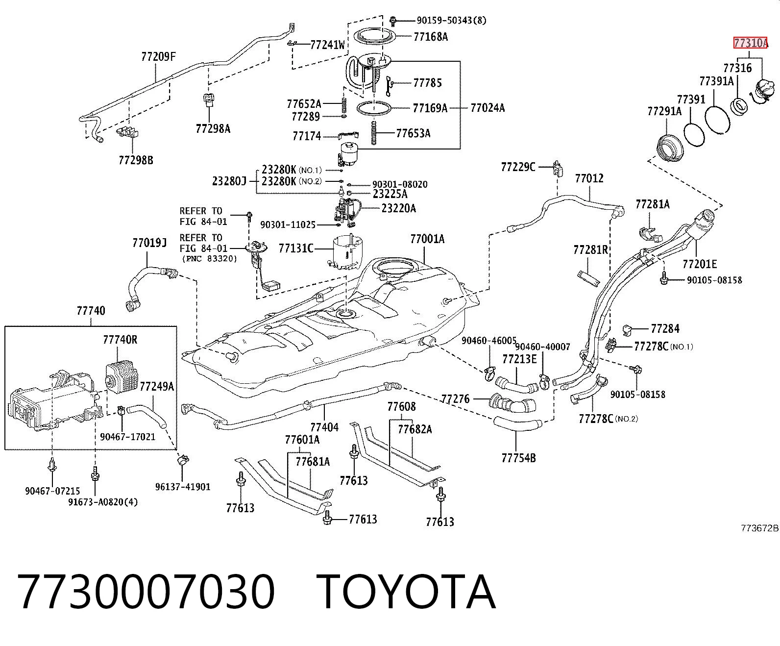7730007030 Toyota Korek wlewu paliwa