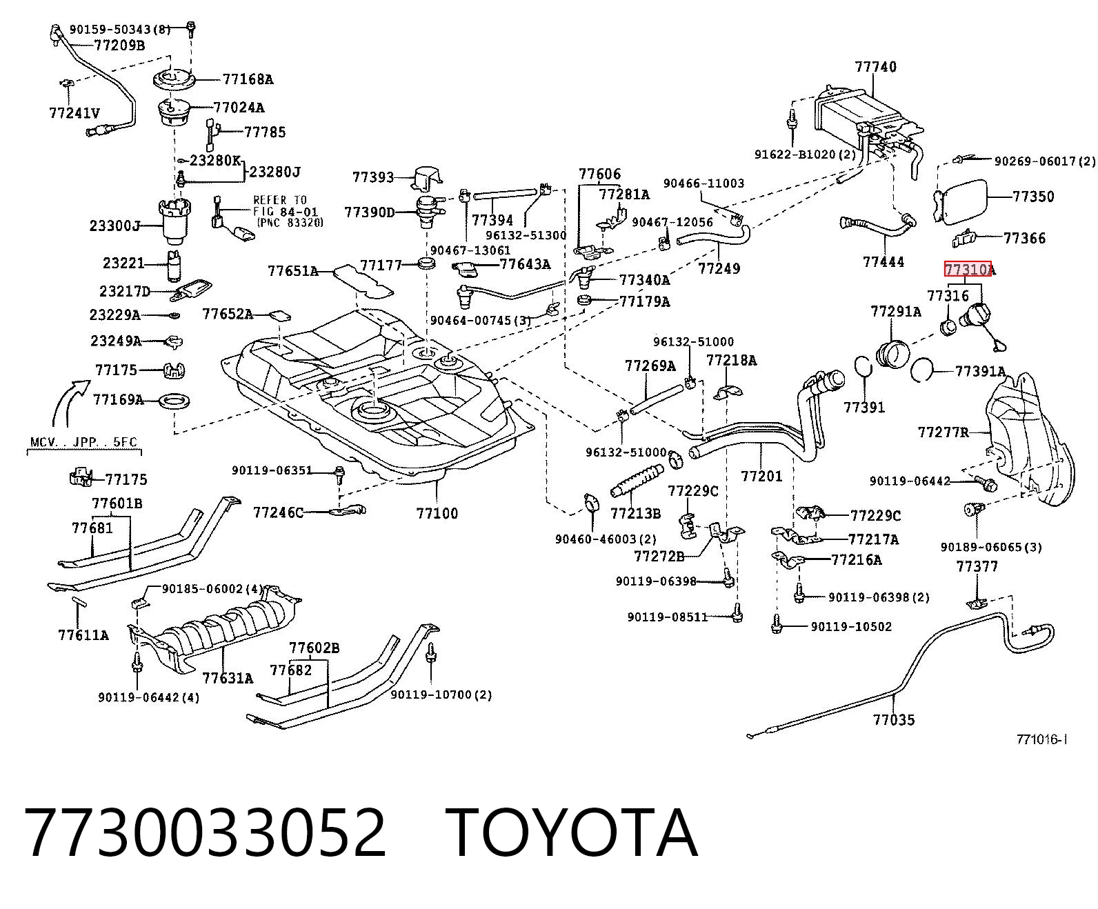 7730033052 Toyota Korek wlewu paliwa