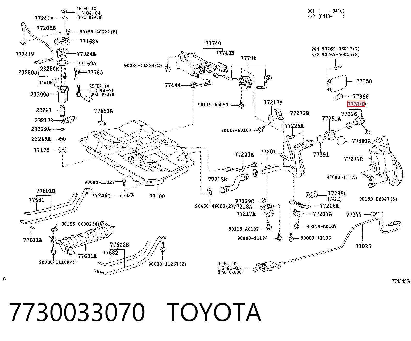 7730033070 Toyota Korek wlewu paliwa