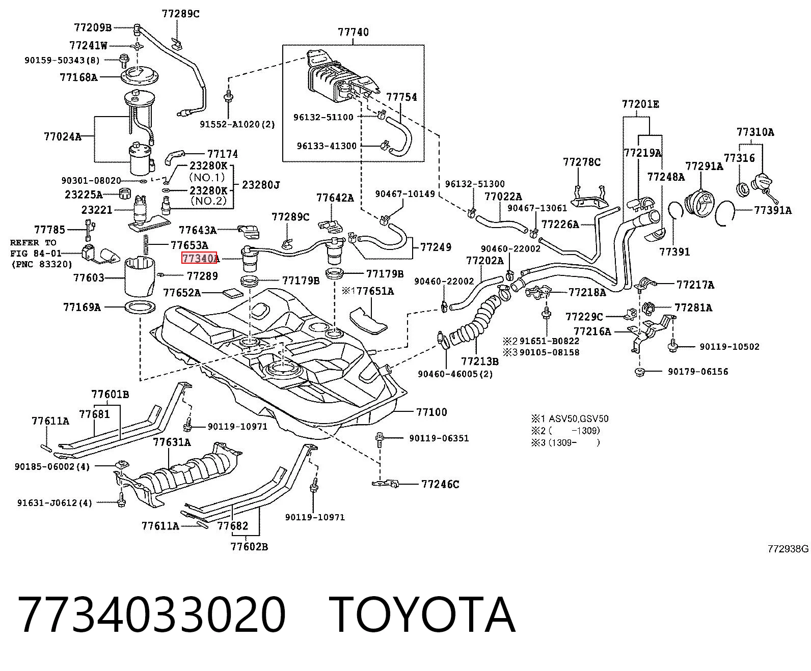 Zawór odpowietrzający zbiornika paliwa do Toyota Camry IV V20