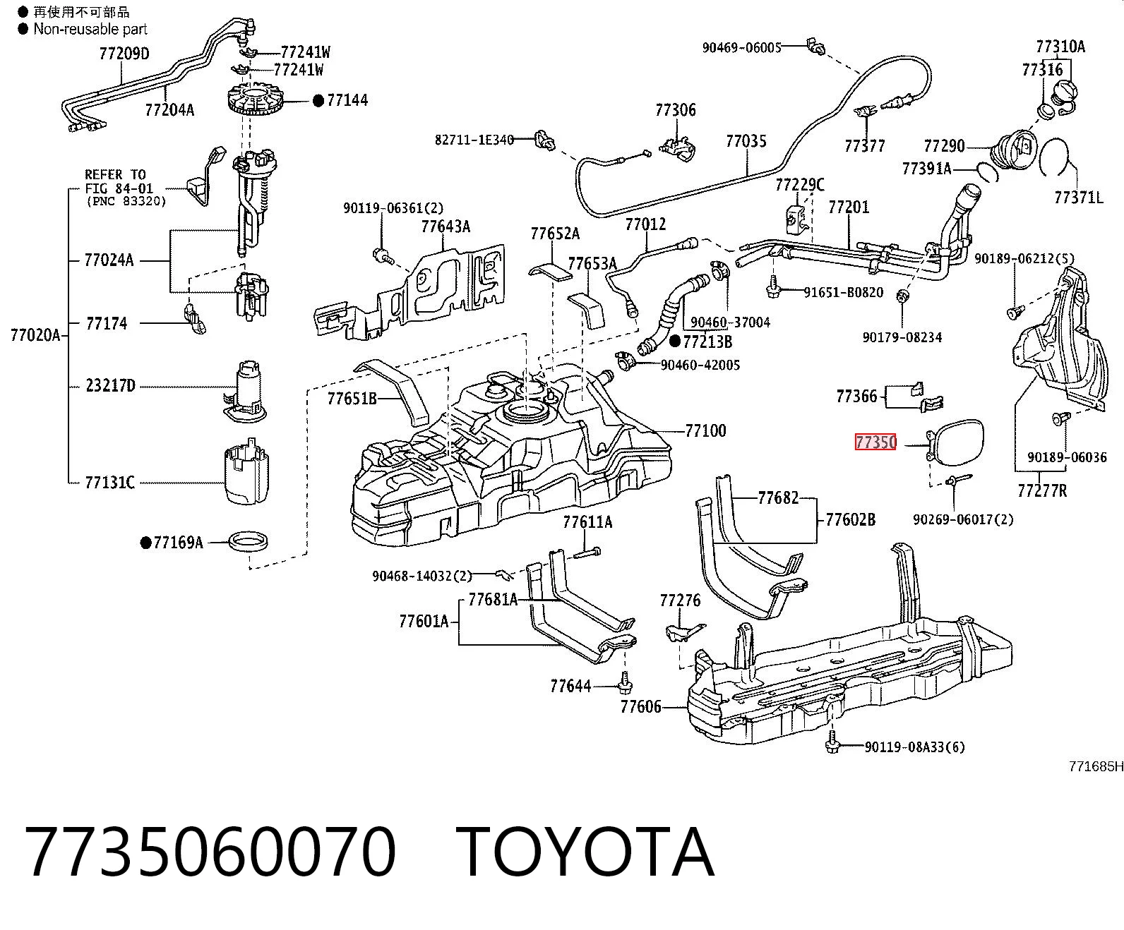 Klapka wlewu paliwa do Toyota Land Cruiser PRADO ASIA J12