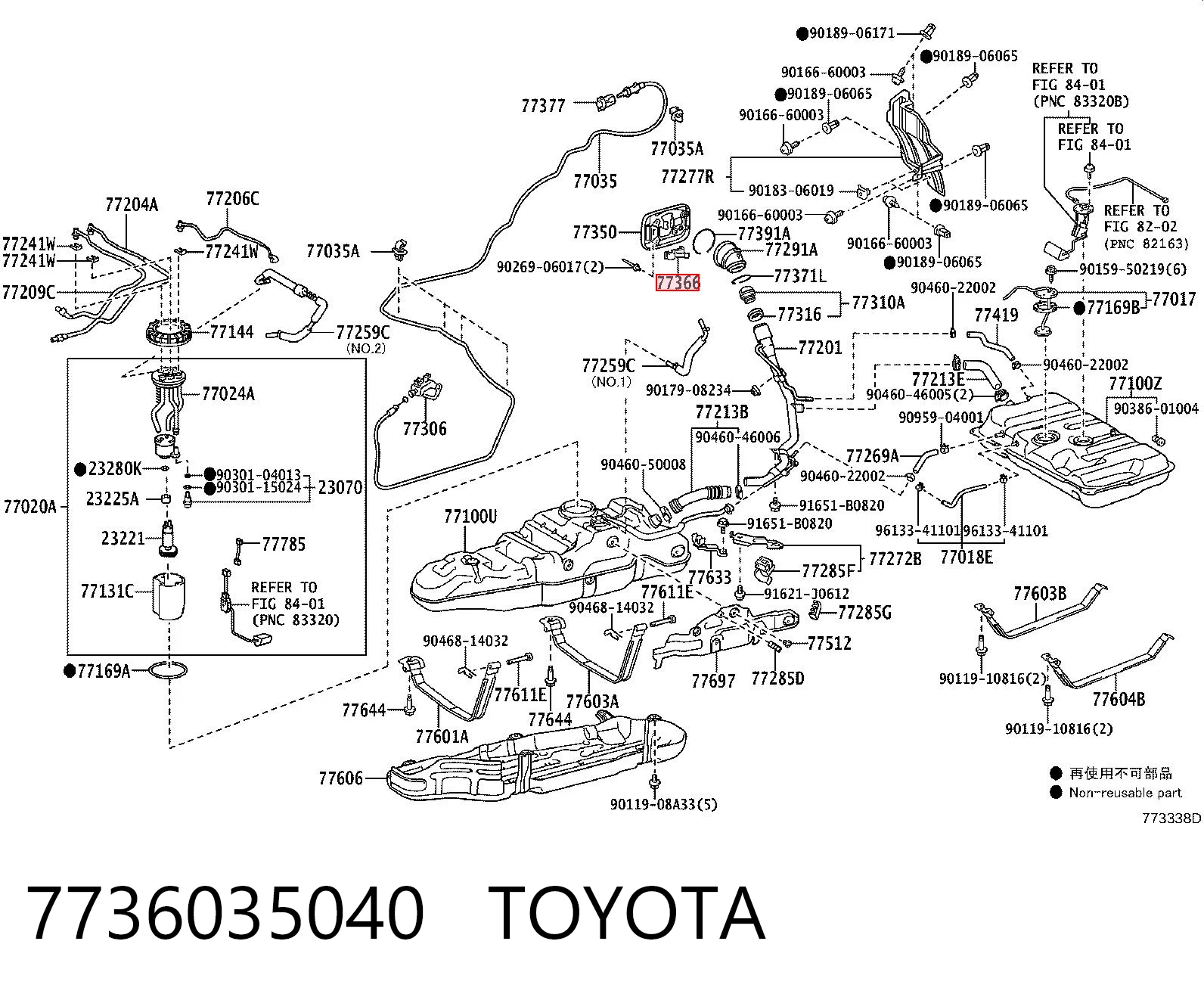 7736035040 Toyota Sprężyna klapki wlewu paliwa