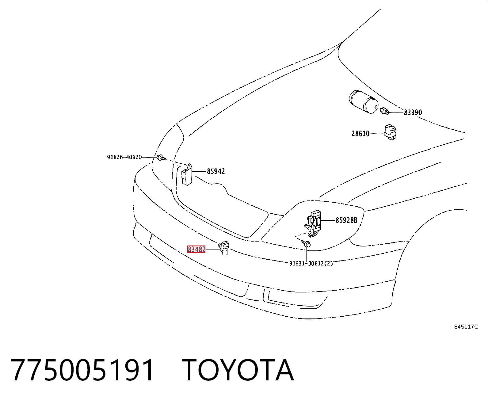 Do koszyka Czujnik temperatury zewnętrznej Toyota Camry V V30