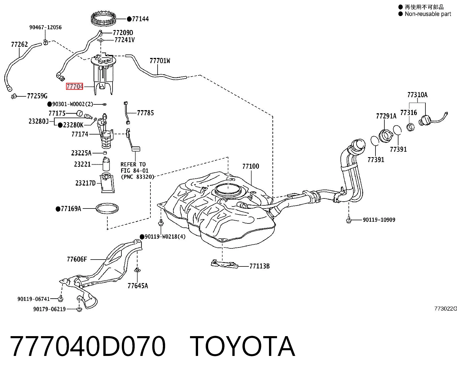 777040D070 Toyota Moduł pompy paliwowej z czujnikiem poziomu paliwa