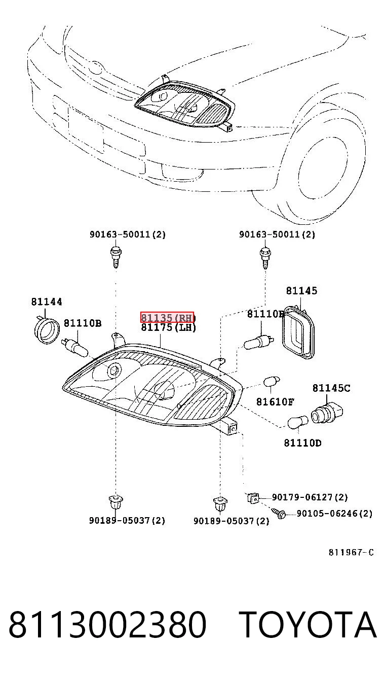 8113002380 Toyota Reflektor prawy