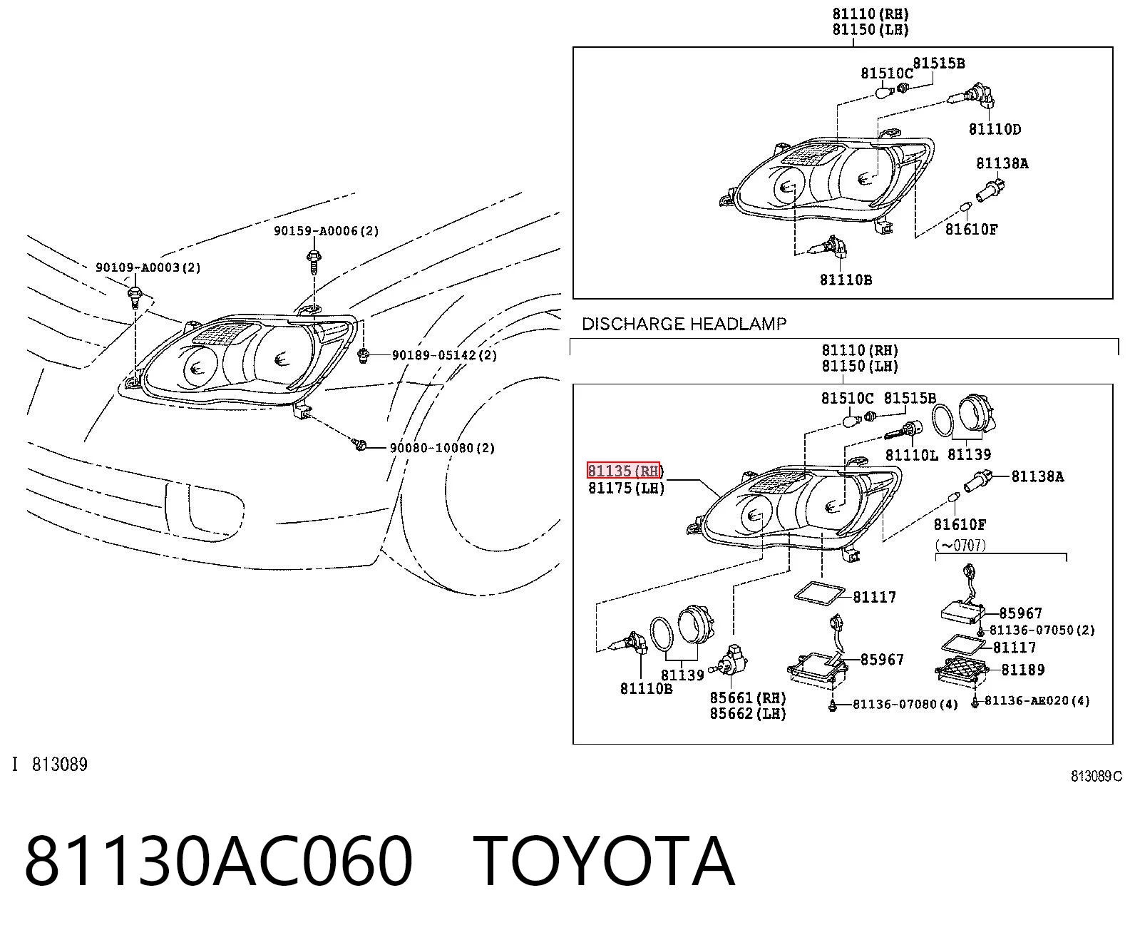 Kupić Reflektor prawy Toyota Avalon  GSX30 w dobrej cenie