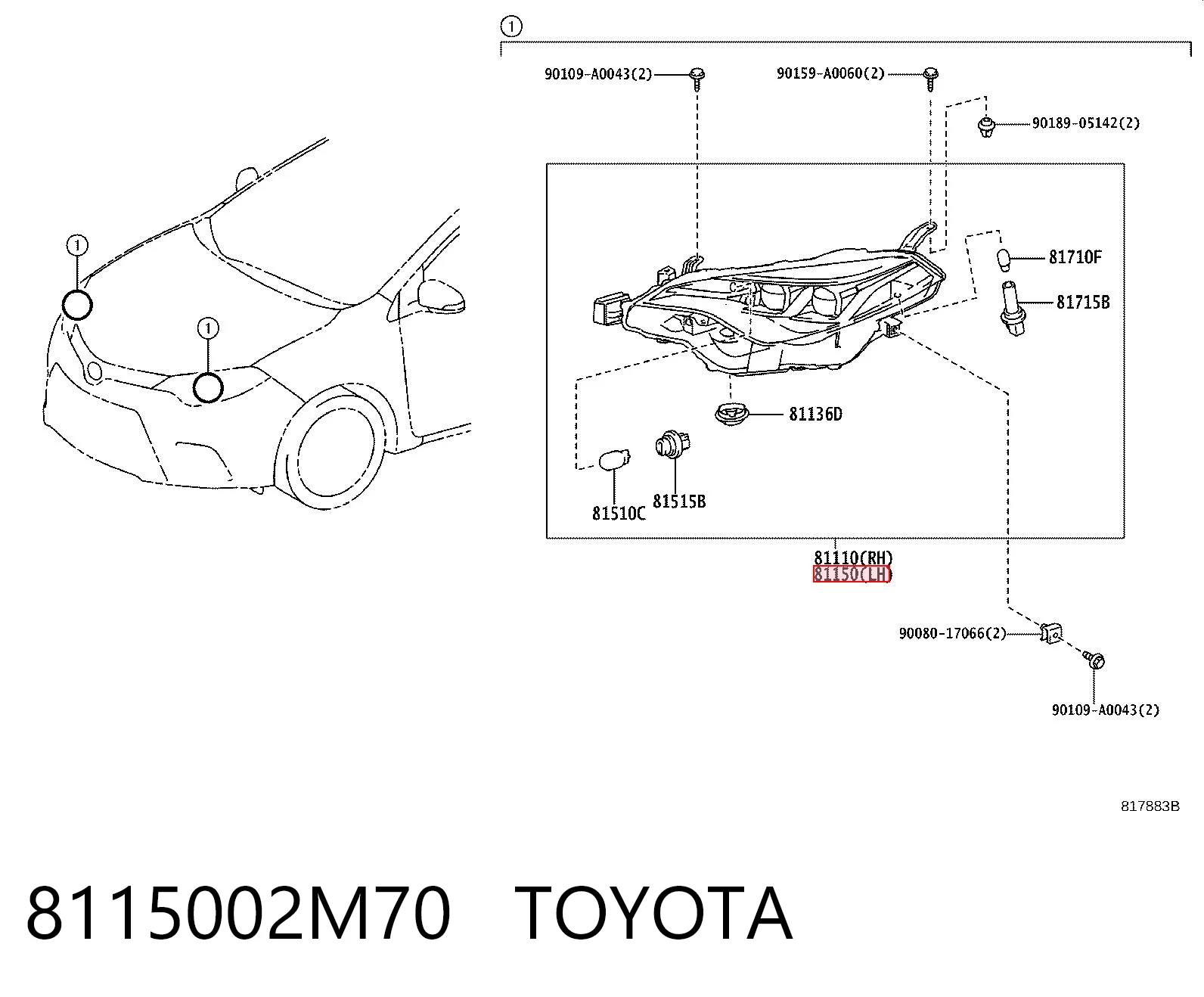 Reflektor lewy do Lexus RX 330/350 U3