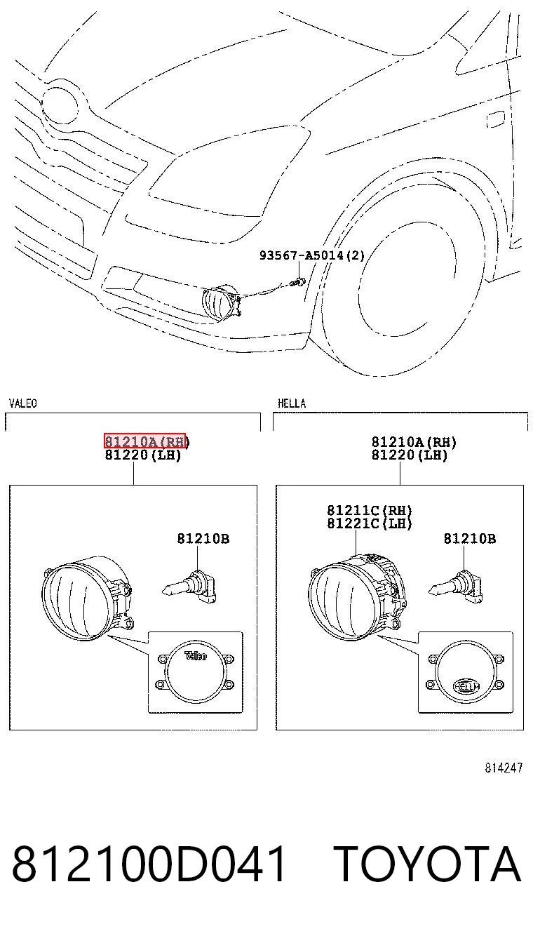 812100D041 Toyota Lampa przeciwmgielna prawa