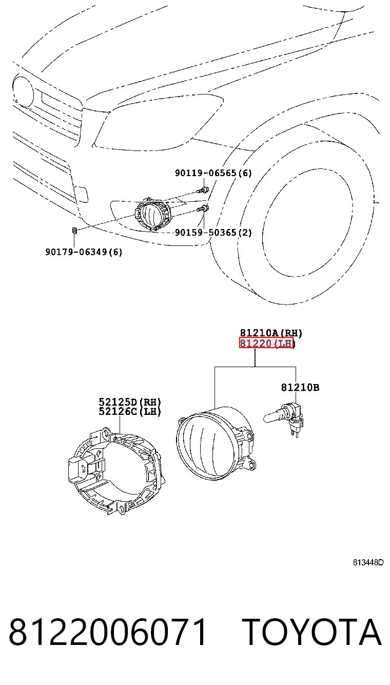 8122006071 Toyota Lampa przeciwmgielna lewa
