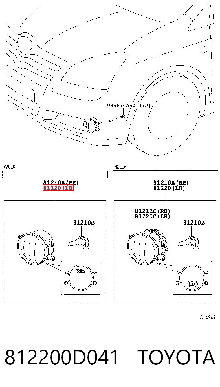 812200D041 Toyota Lampa przeciwmgielna lewa