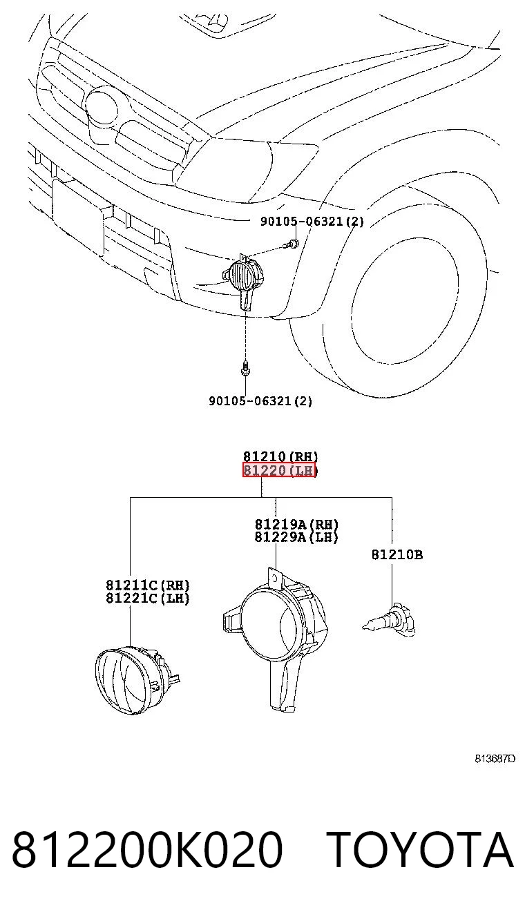 Lampa przeciwmgielna lewa do Toyota Hilux KUN25
