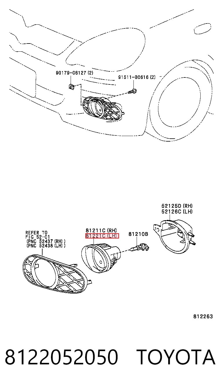 Lampa przeciwmgielna lewa Toyota Corolla VERSO minivan (E12J) (2001 - 2004) cena, od 61,92 USD