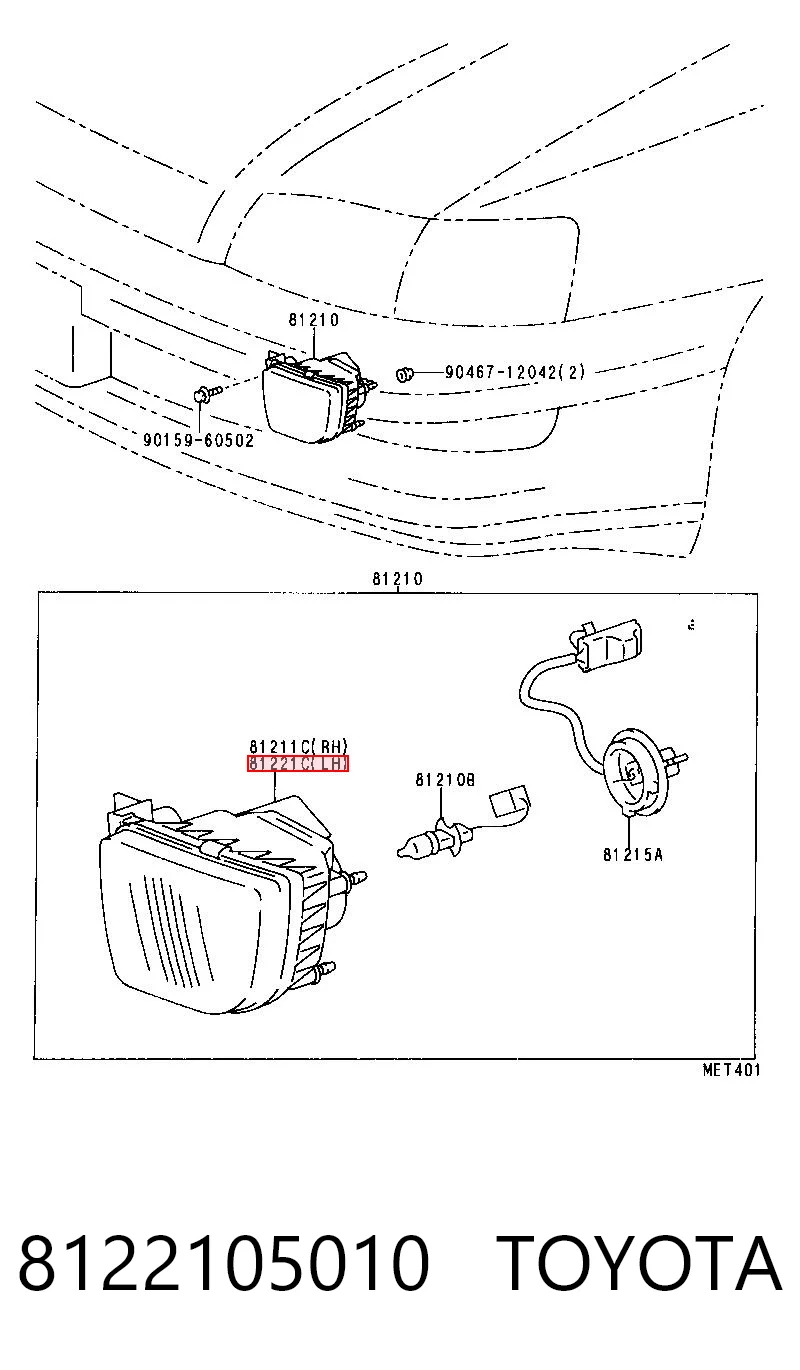 8122105010 Toyota Lampa przeciwmgielna lewa