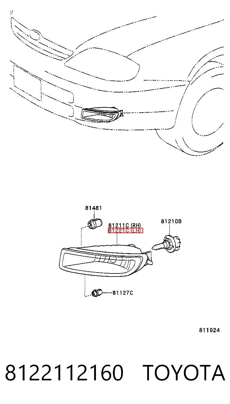 8122112160 Toyota Lampa przeciwmgielna lewa