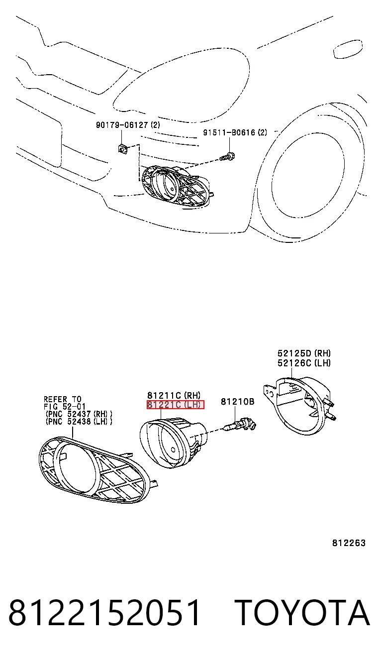 Lampa przeciwmgielna lewa Toyota Corolla VERSO minivan (E12J) (2001 - 2004) cena, od 61,92 USD