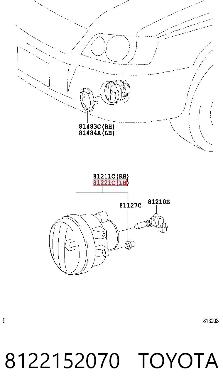 Lampa przeciwmgielna lewa do Toyota Highlander I ACU2, MCU2