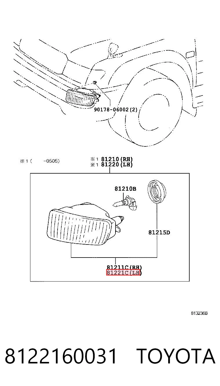 8122160031 Toyota Lampa przeciwmgielna lewa