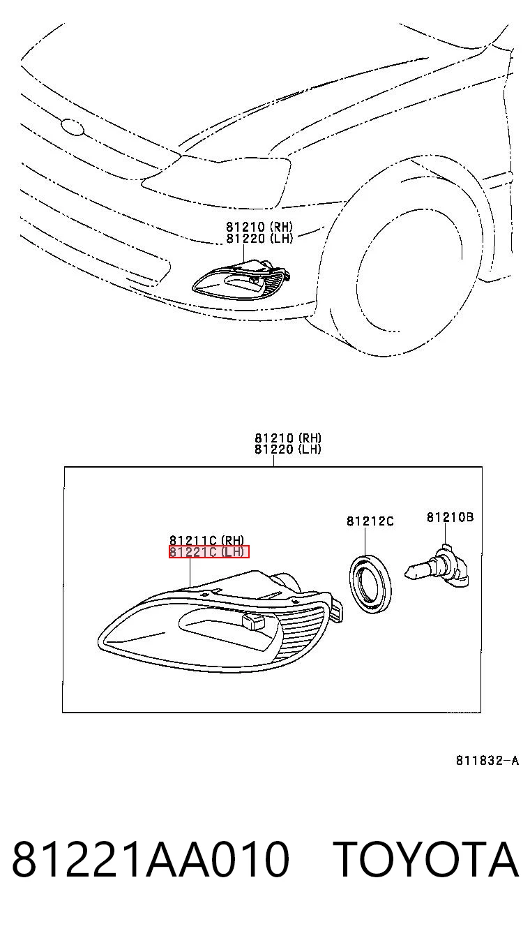 Do koszyka Lampa przeciwmgielna lewa Toyota Matrix  