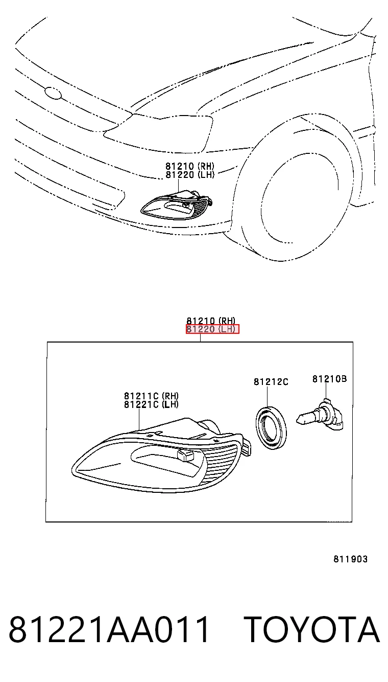 Lampa przeciwmgielna lewa Toyota Matrix 