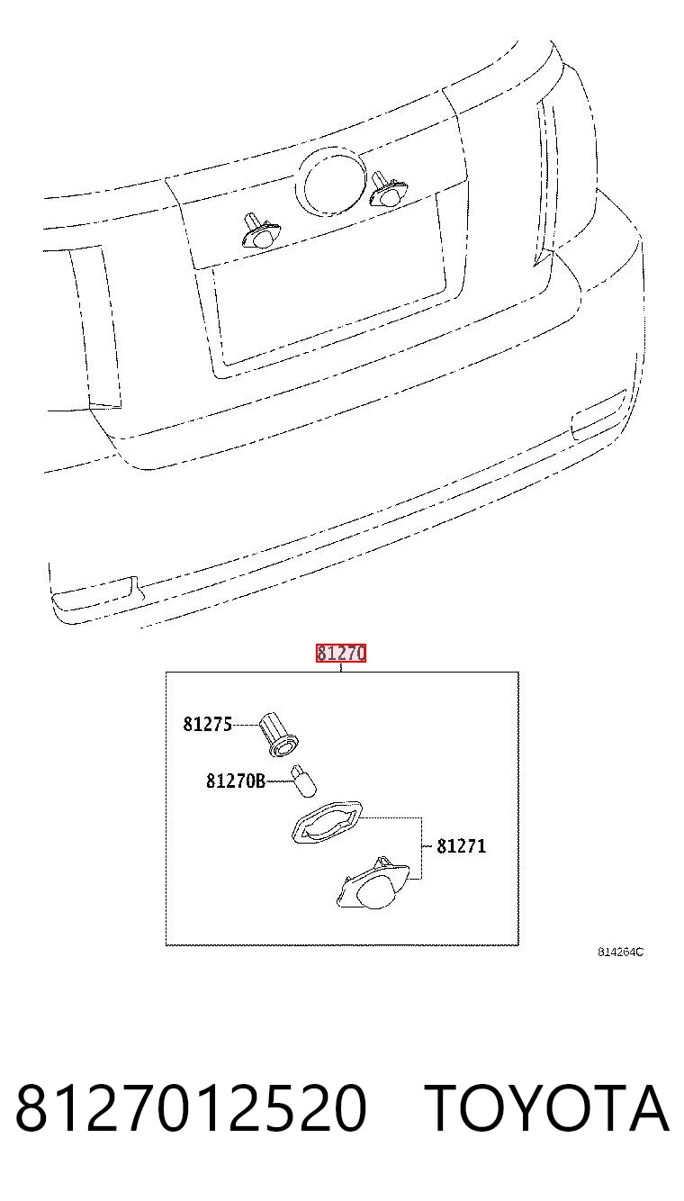 8127012520 Toyota Lampa oświetlenia tylnej tablicy rejestracyjnej
