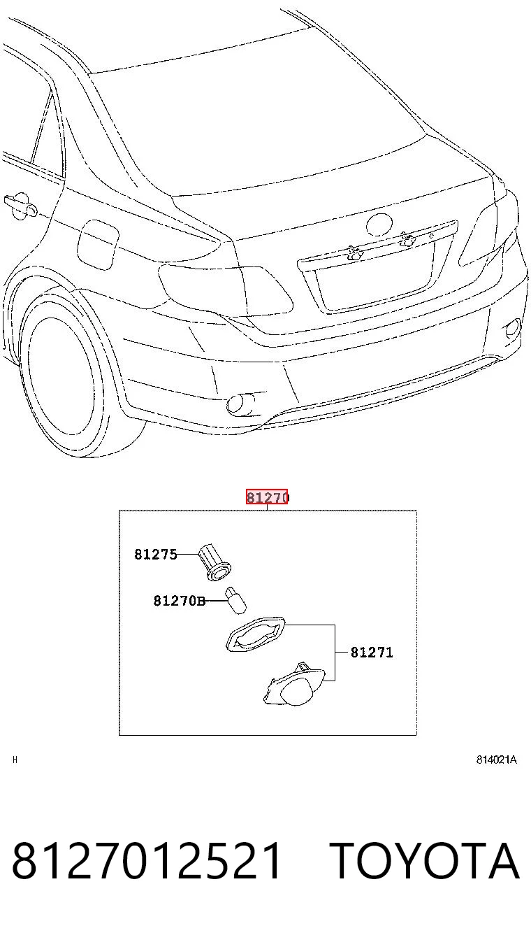 8127012521 Toyota Lampa oświetlenia tylnej tablicy rejestracyjnej
