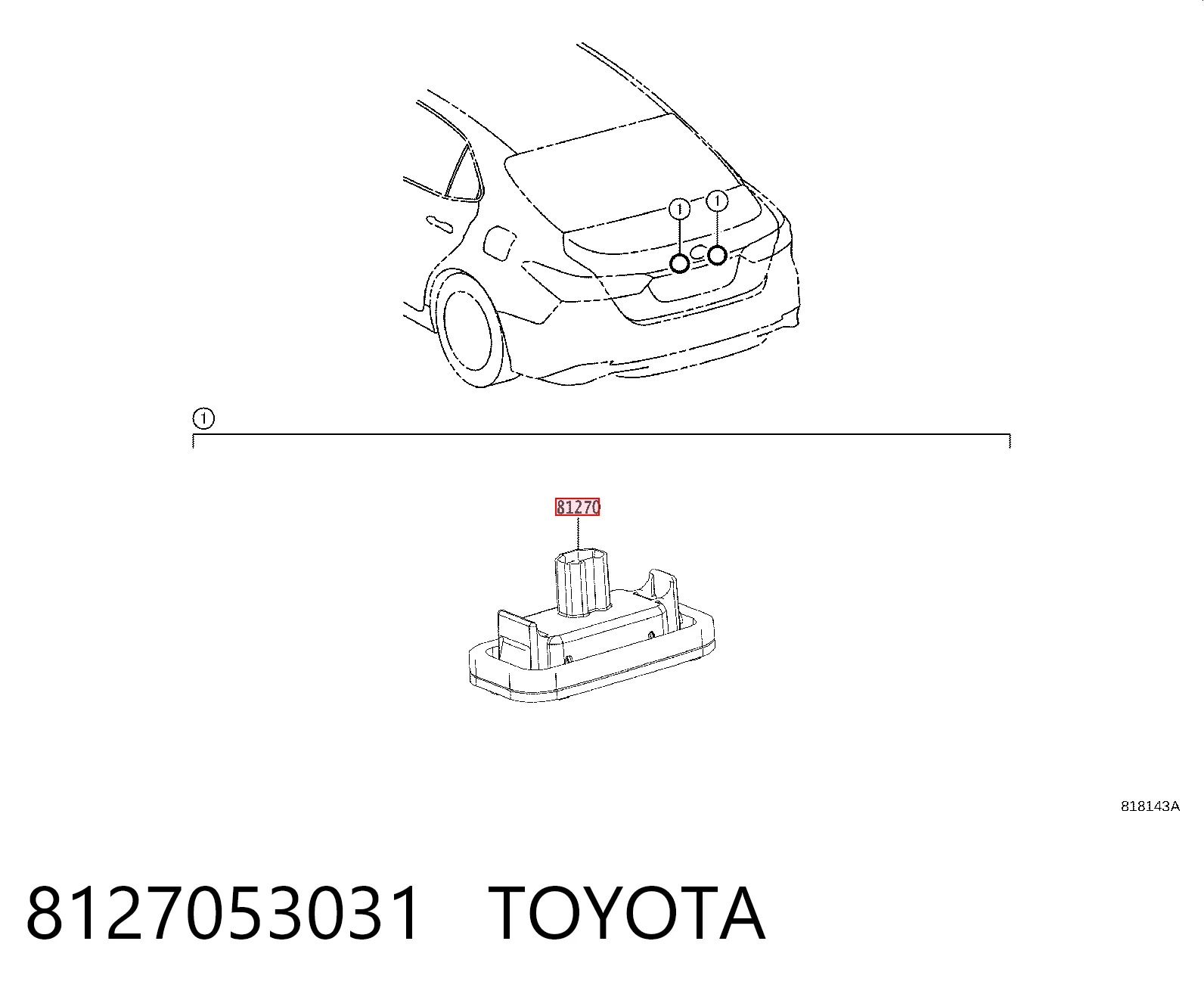 Lampa oświetlenia tylnej tablicy rejestracyjnej do Toyota Camry  V70