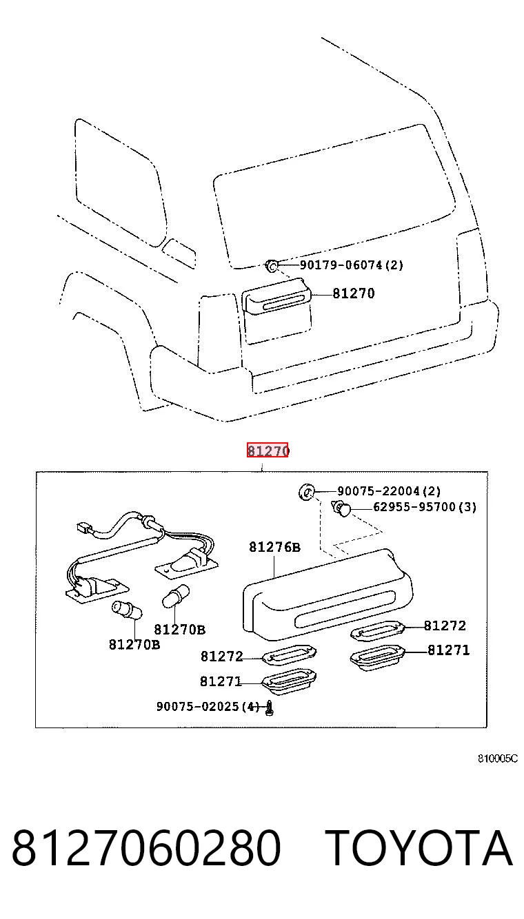8127060280 Toyota Lampa oświetlenia tylnej tablicy rejestracyjnej