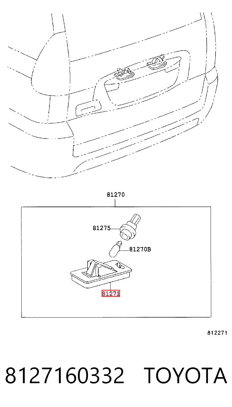 8127160332 Toyota Lampa oświetlenia tylnej tablicy rejestracyjnej